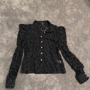Lulu's Black and White Polka Dot Blouse
